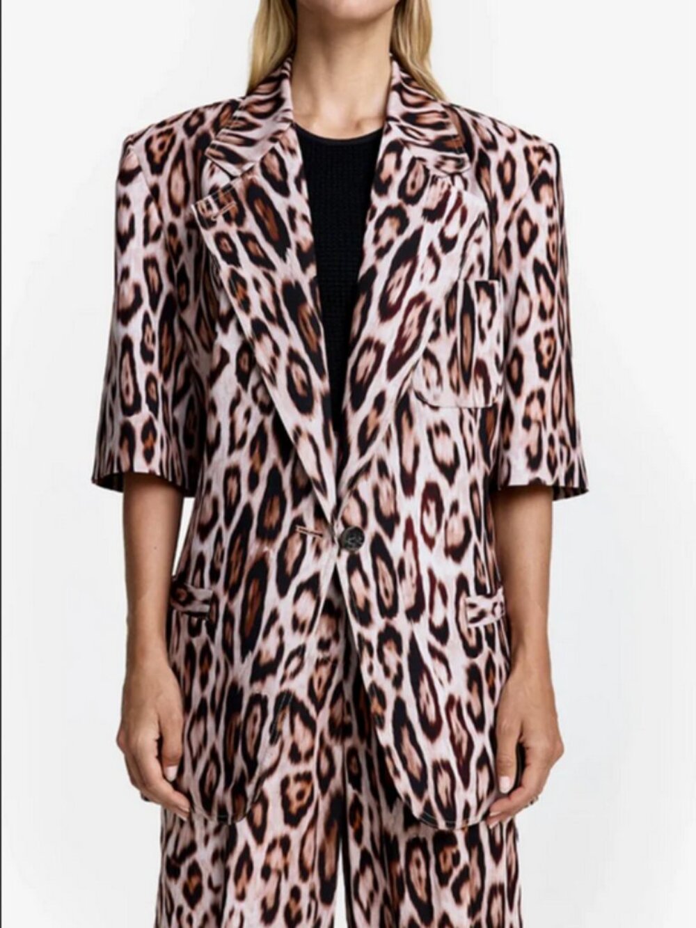 SMYTHE Short Sleeve Oversized Blazer - Leopard Ikat